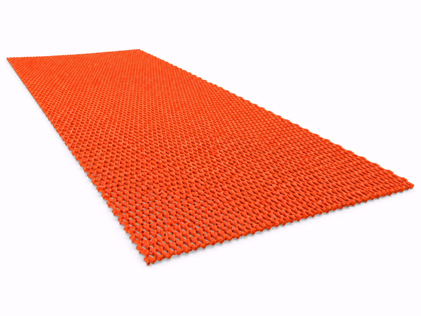 Rectangular red rubber anti-slip mat with honeycomb pattern on a white background.